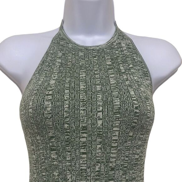ASTR The Label Vania Mini Dress Olive Green Melange Halter Tie Neck Bodycon Sz 6 - Picture 3 of 9